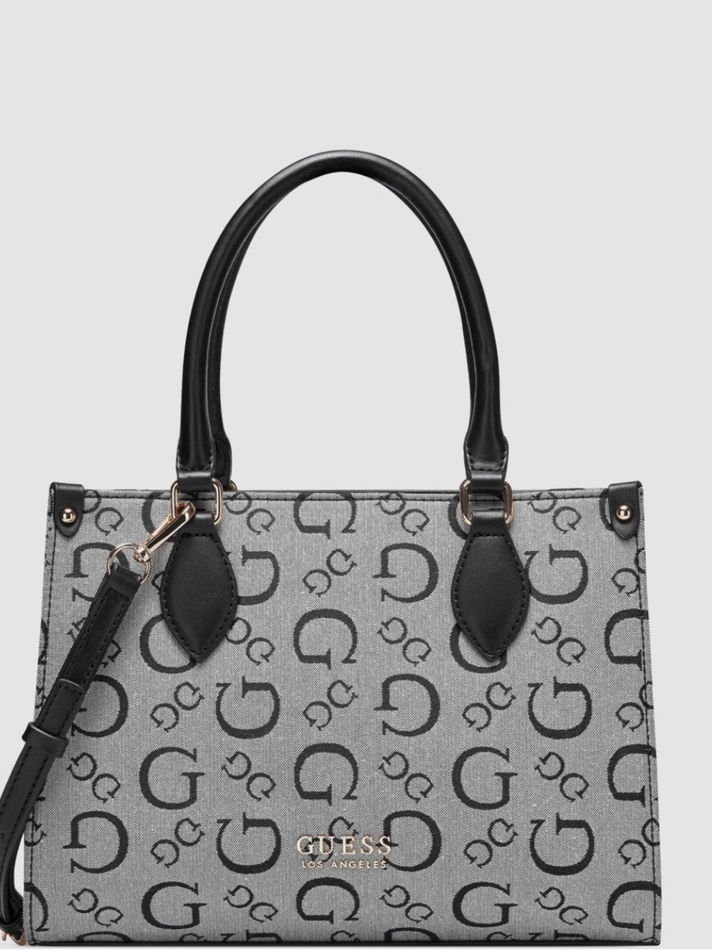 Guess Grey Logo Satchel with Black Trim
